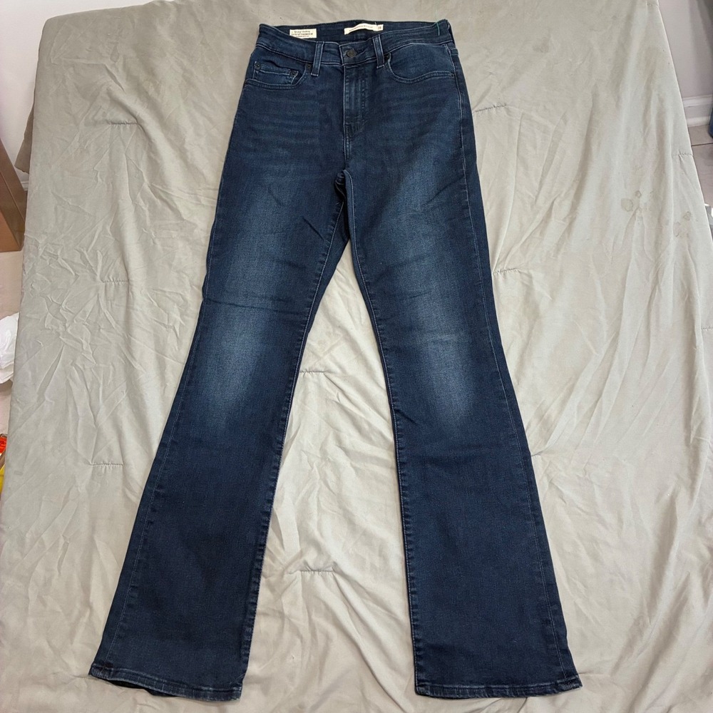 Levis Premium 725 High Rise Bootcut Jeans Dark Wash Denim Size 28 x 32